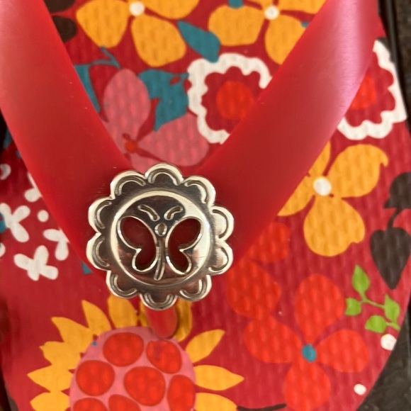 Brighton‎ Colorful Floral Flip Flops with travel bag size 7 NWT - Picture 3 of 5